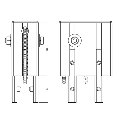 56-030-1 MODULAR SOLUTIONS DOOR PART 45MM X 90MM CHAIN PULLY - ANSI 25 ROLLER CHAIN